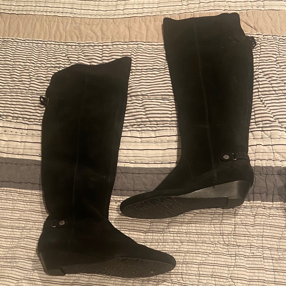 Anne Klein Suede Black Knee-High Women's Boots